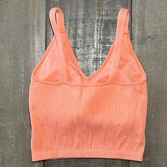 Wishlist Ribbed Coral Crop Top Bralette M/L | Stretchy Soft Lounge Tank - Picture 10 of 16